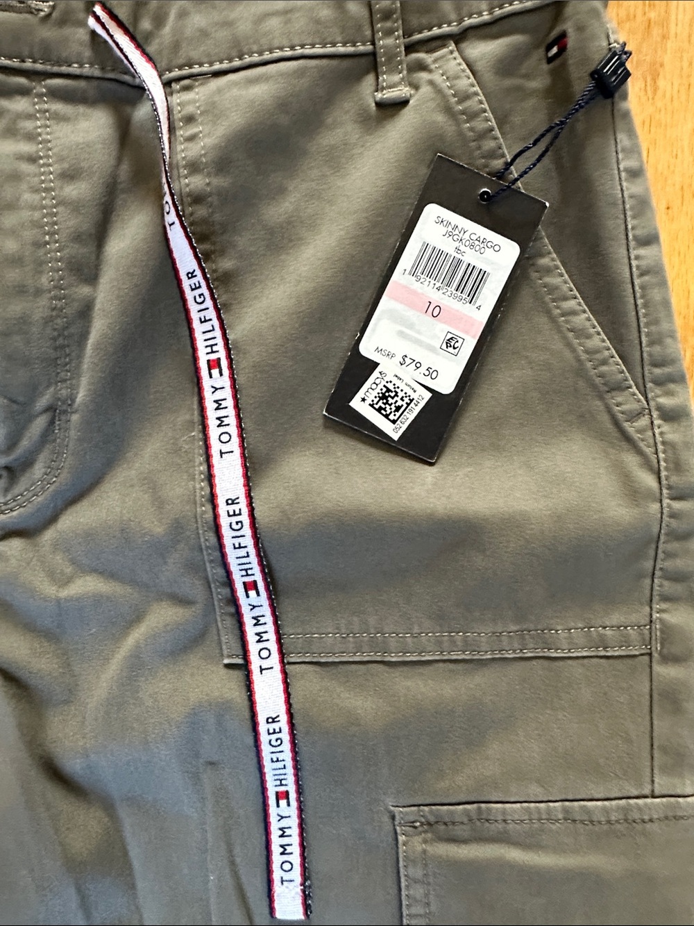 Tommy Hilfiger Olive Green Utility Cargo Pants with Branded Drawcord